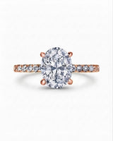 Rose gold hidden halo moissanite ring designed for an intimate engagement proposal | SARATTI.