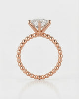 Rose gold moissanite engagement ring for a romantic proposal with distinctive beaded craftsmanship | SARATTI