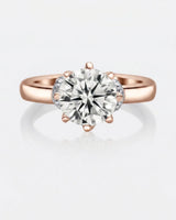 Rose gold moissanite engagement ring for an intimate proposal with hidden halo detail | SARATTI