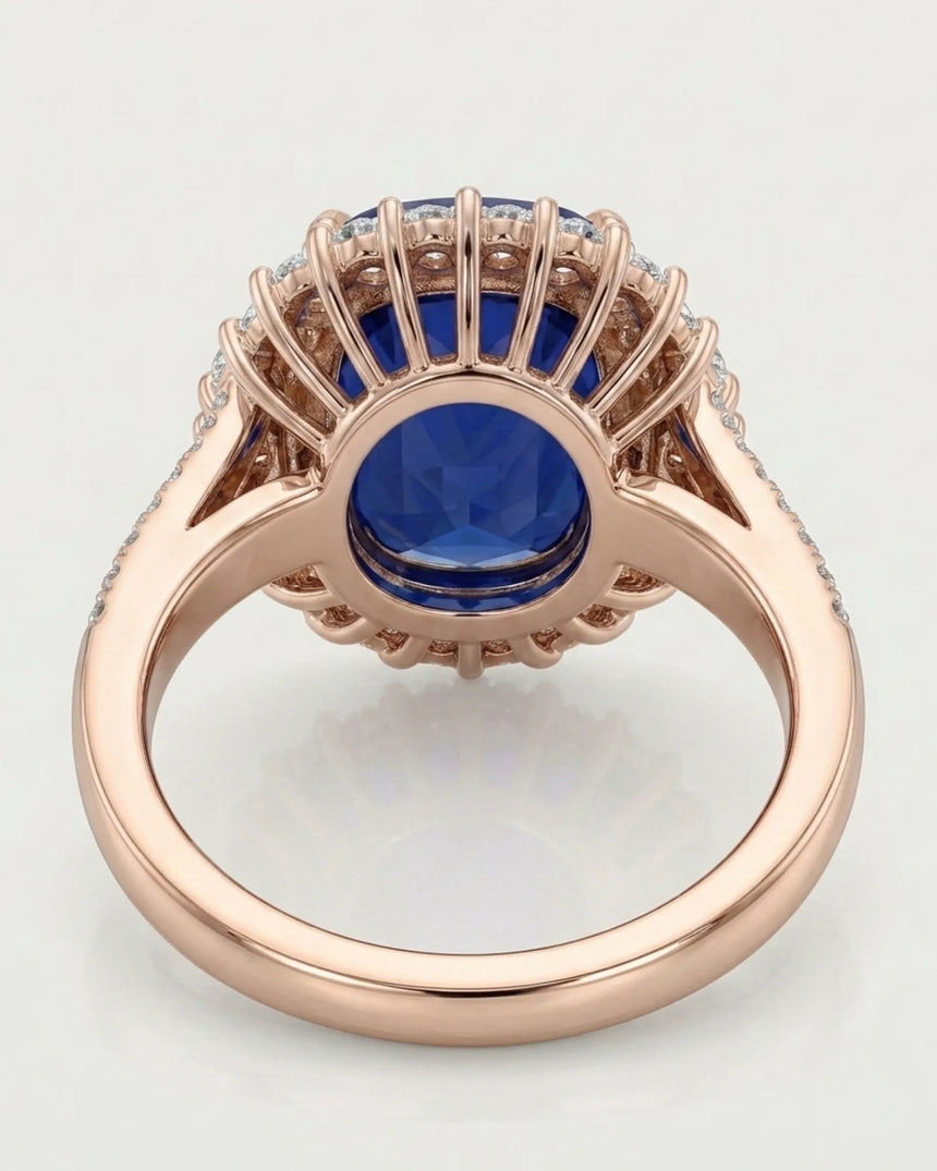 Rose gold sapphire engagement ring for someone drawn to expressive color and distinctive craftsmanship - SARATTI