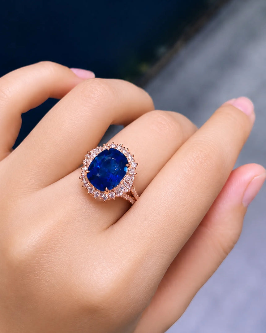 Rose gold sapphire engagement ring for someone drawn to expressive color and distinctive craftsmanship | SARATTI