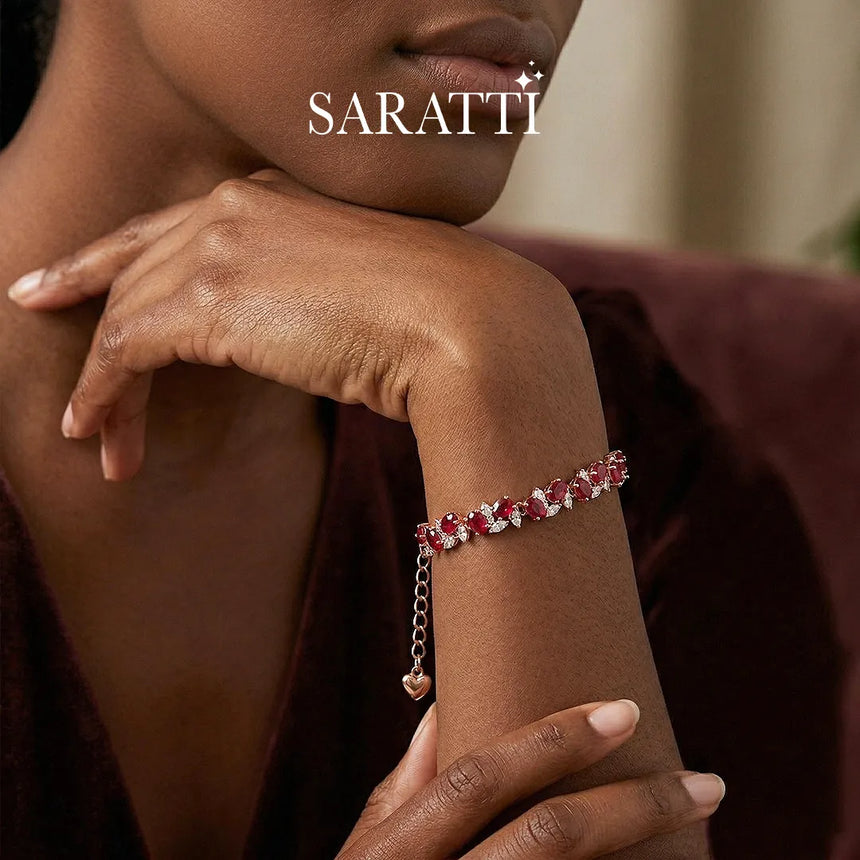 Roselle Glow bracelet with continuous ruby sequence | SARATTI