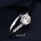 Dainty Diamond Engagement Ring in 18K White Gold | Saratti Jewelry