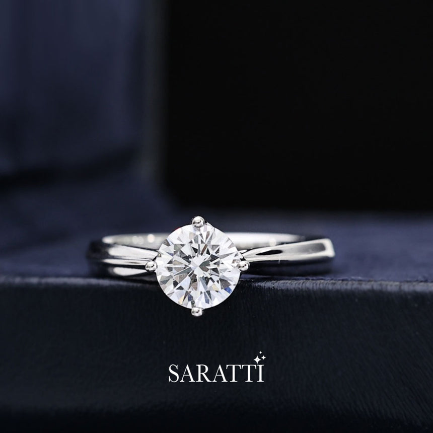 Unique Diamond Engagement Ring in 18K White Gold | Saratti 