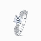 18K White Gold Twisted Shank Diamond Engagement Ring | Saratti