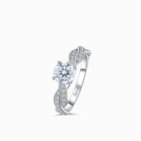 White Gold Twisted Shank Prong Set Diamond Engagement Ring | Saratti