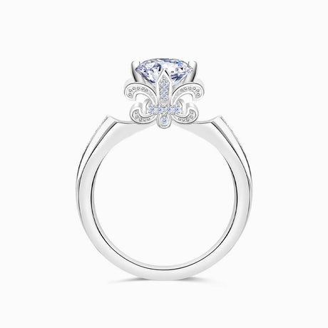 Fleur de Lis Motif of the White Gold Dainty Diamond Ring | Saratti Diamonds