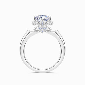 Fleur de Lis Motif of the White Gold Dainty Diamond Ring | Saratti Diamonds