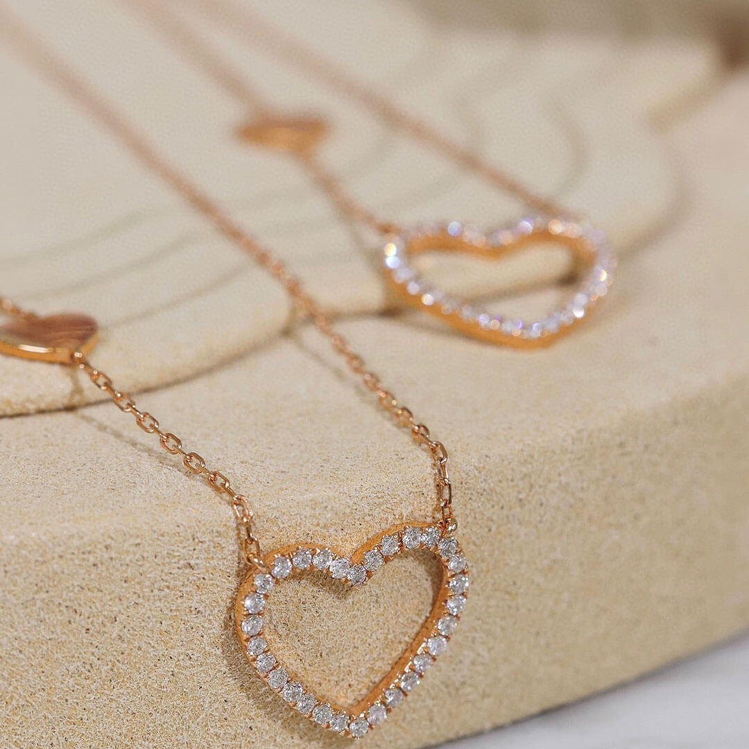 Round Petite Diamond Love Necklace | Saratti