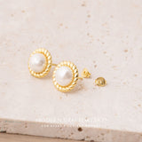 Butterfly Clasp 18K Yellow Gold Pearl Earrings