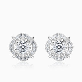 Prong Set Halo Diamond Gold Earring Stud | Saratti | Custom Fine and High Jewelry 