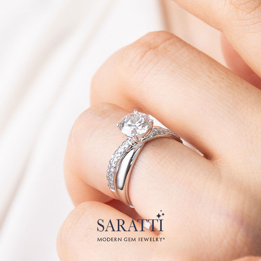 Split Shank Engagement Ring in White Gold | Saratti Engagement Rings 