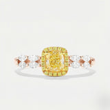 Yellow Diamond promise ring luxury handcrafted ring in 18K rose gold | SARATTI