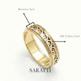 Vintage mens wedding band vintage inspired textured design in 18K yellow gold | SARATTI