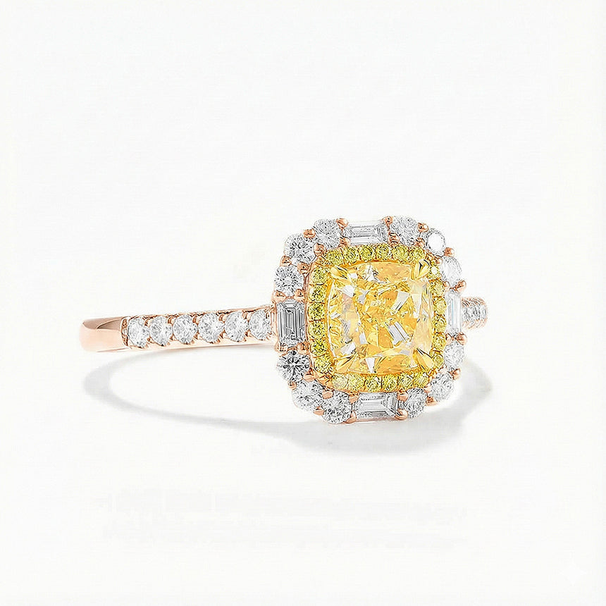 18K Rose Gold Ring angled on Grey background | SARATTI