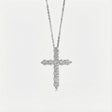 Round Lab Grown Diamond Cross Necklace in Platinum with Cable Chain in 18K White Gold - SARATTI