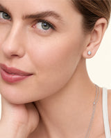 1.00 ct. tw. lab-grown round diamond four-prong studs in 14K rose gold, alternate view | SARATTI