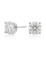 1.00 ct. tw. lab-grown round diamond four-prong studs in 18K white gold, front view | SARATTI
