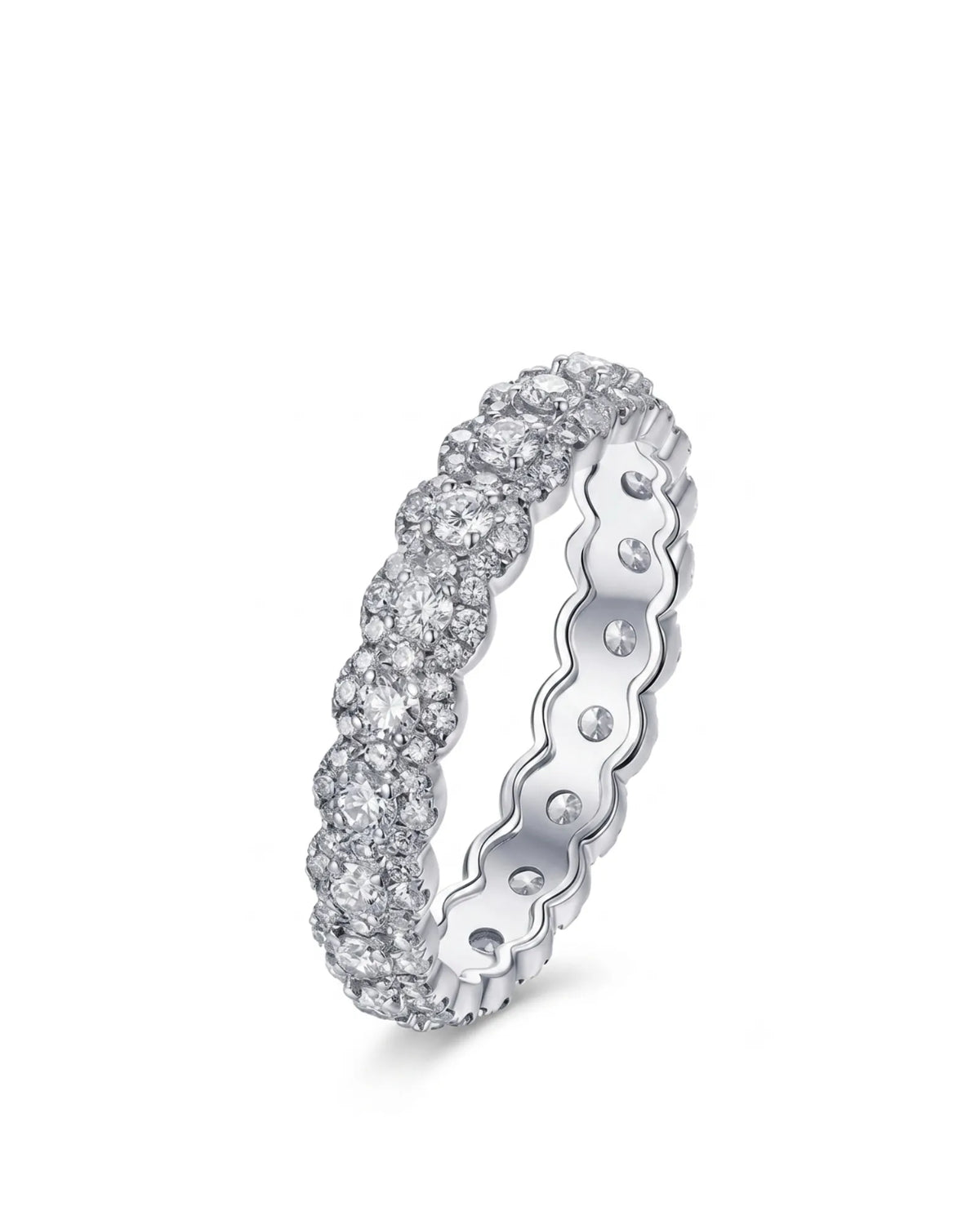 Round Diamond Band with Diamonds in White Gold