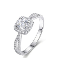 SANNIE • Split Shank Engagement Ring In White Gold