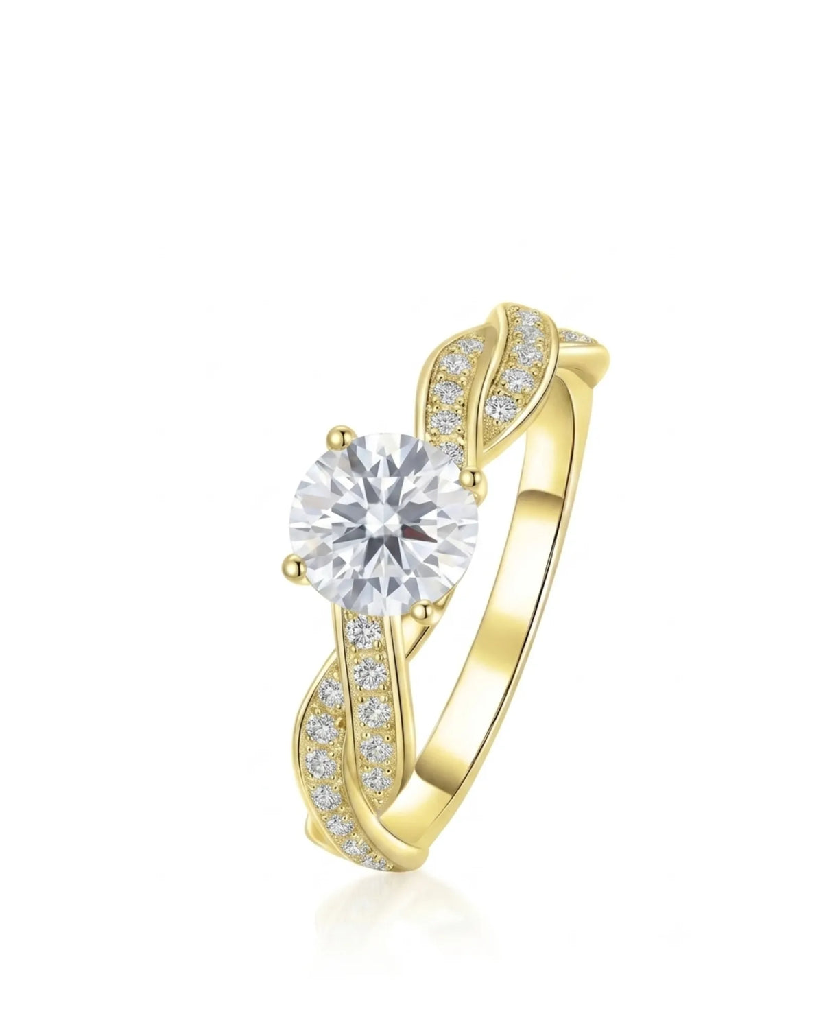Rhonda - 18K Gold Twisted Shank Moissanite Engagement Ring