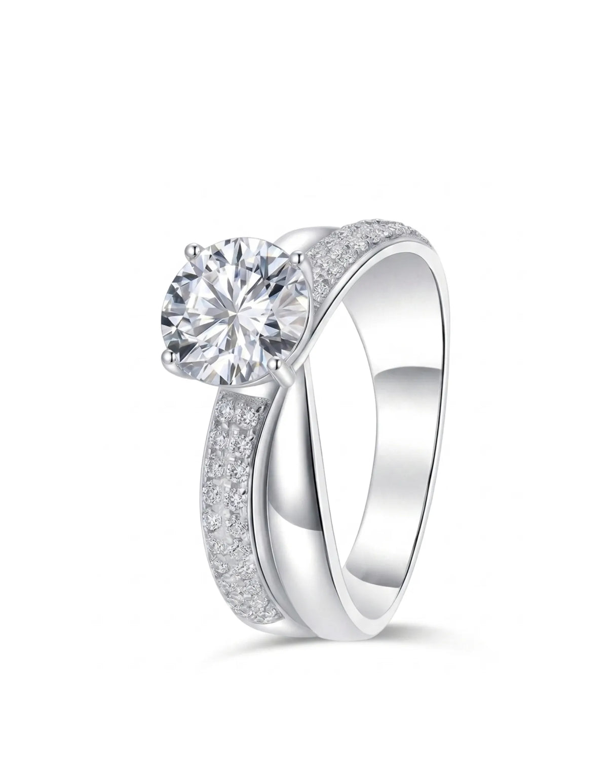 Delphine • Split Shank Engagement Ring in White Gold