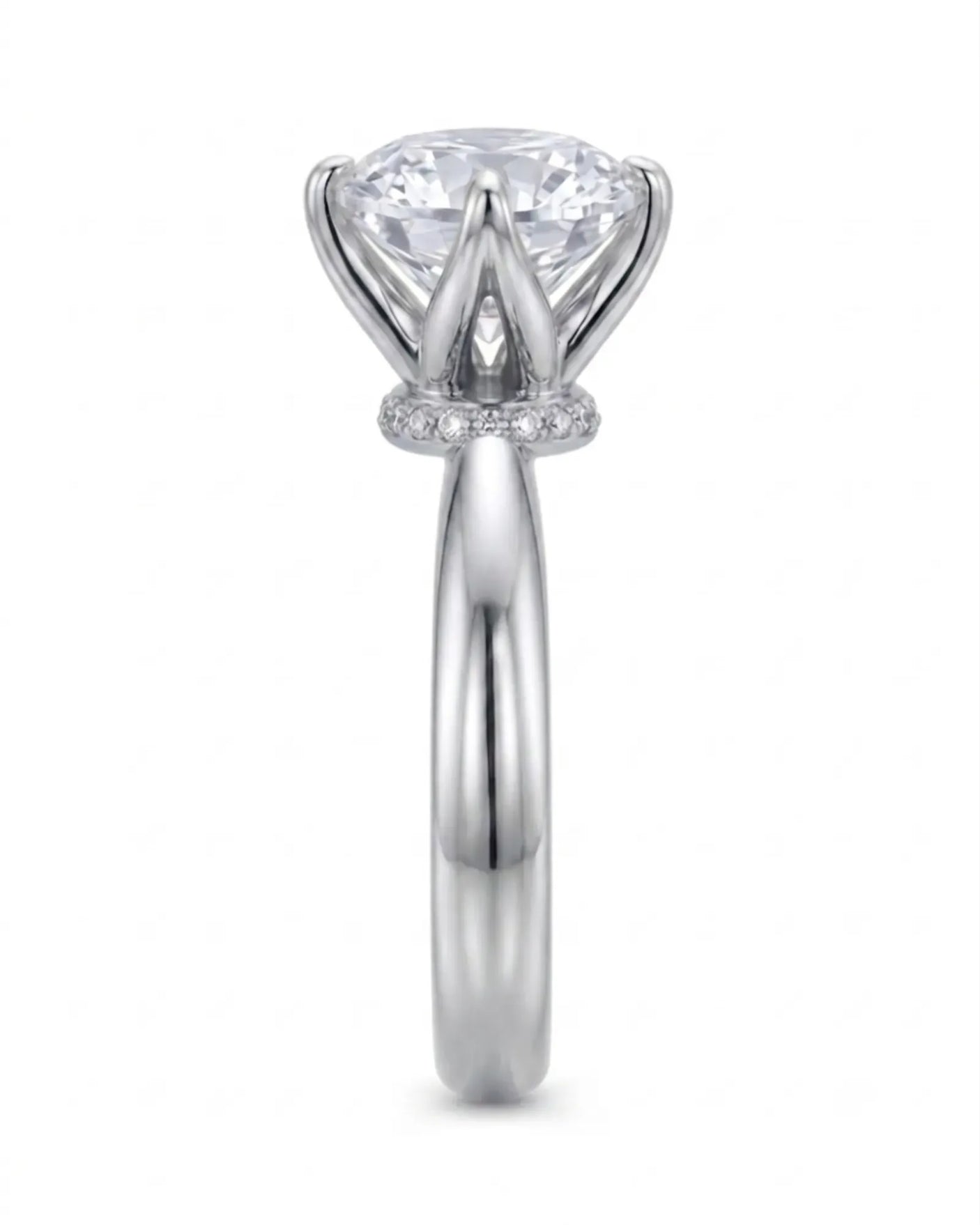 Round moissanite promise ring for a meaningful romantic gift crafted in p 18K White gold | SARATTI
