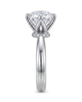Round moissanite promise ring for a meaningful romantic gift crafted in p 18K White gold | SARATTI