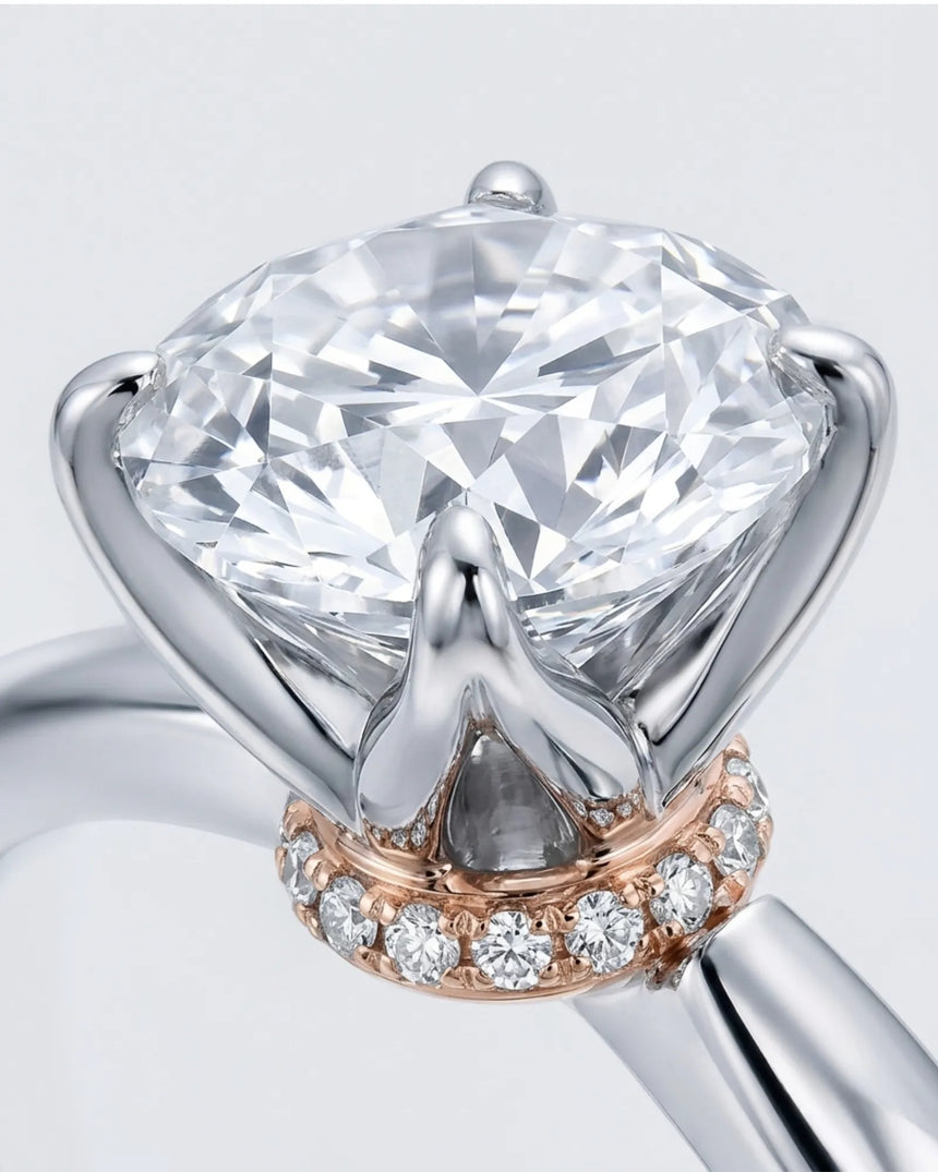 Round moissanite promise ring for a meaningful romantic gift in 18K white gold | SARATTI