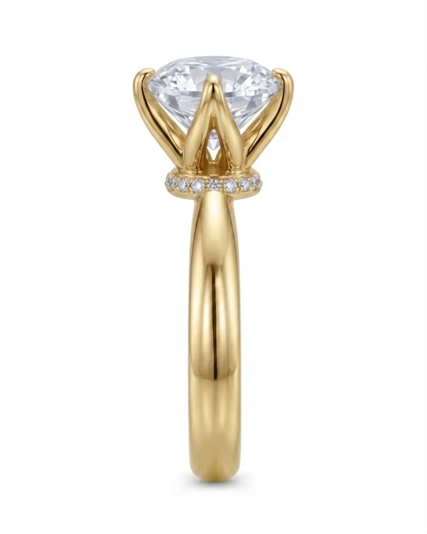 Round moissanite promise ring for a meaningful romantic gift in 18K yellow gold | SARATTI
