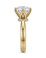 Round moissanite promise ring for a meaningful romantic gift in 18K yellow gold | SARATTI
