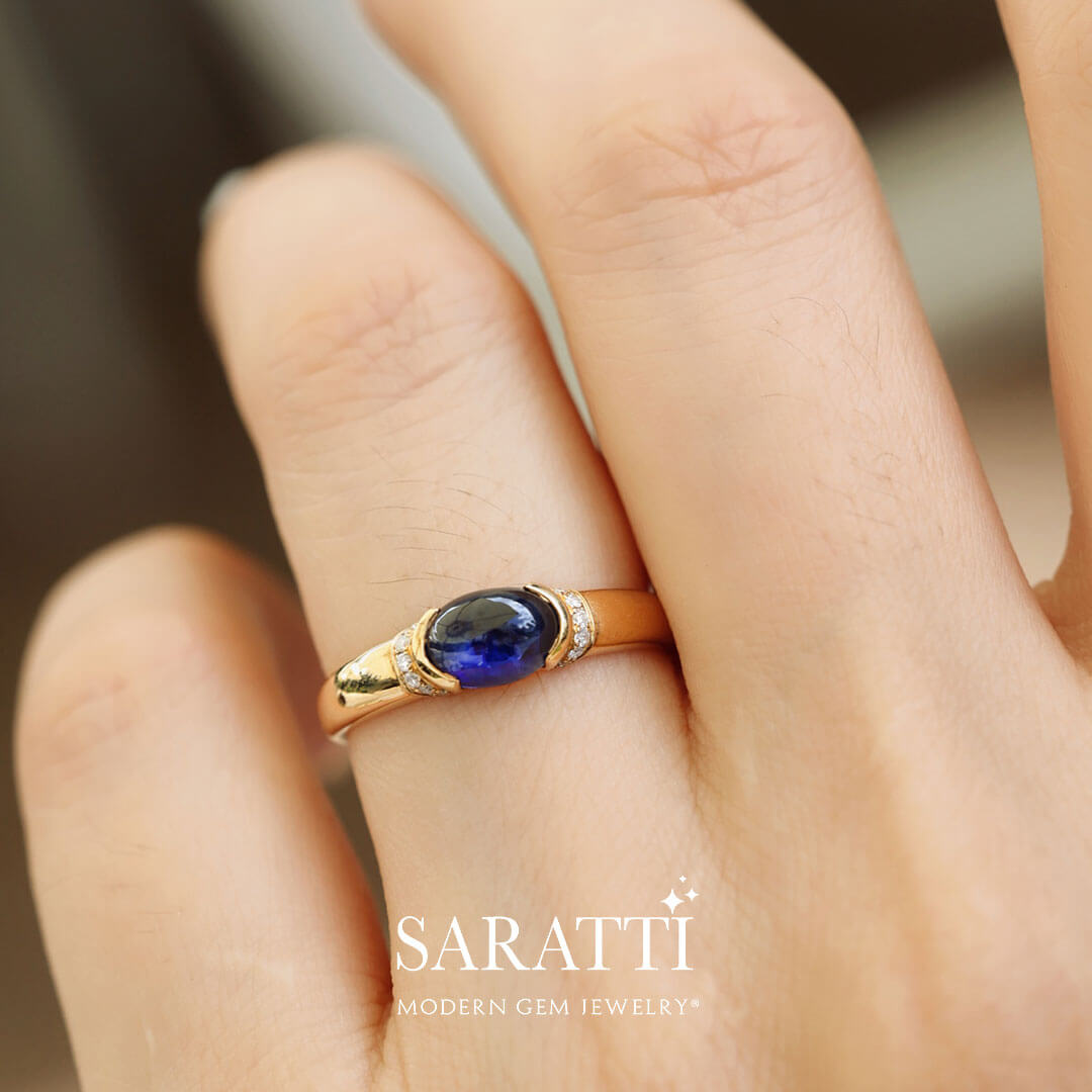 Blue sapphire gold ring for ladies hotsell