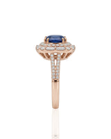 Royal blue sapphire and diamond ring in 18K Rose Gold | SARATTI