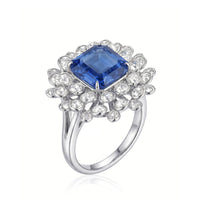 6 carat Royal Blue Sapphire and Diamond Ring