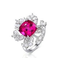 Rubellite Tourmaline Ring in White Gold