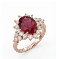 Rubellite Tourmaline Ring in Rose Gold with Diamonds