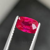 Cushion Cut VIVID Red Natural Ruby Gemstone in Elongated Cushion Cut | Saratti Jewelry