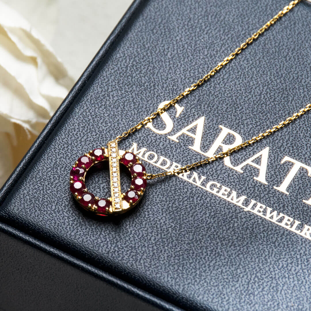 Ruby and Diamonds Saratti Necklace in 18K Gold | Saratti Jewelry