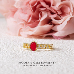 Vintage Inspired Ruby and Diamond Ring | Modern Gem Jewelry | Saratti