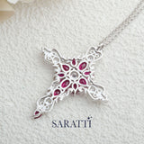 Genuine Ruby Gemstone Necklace in 18K White Gold | Saratti Jewelry