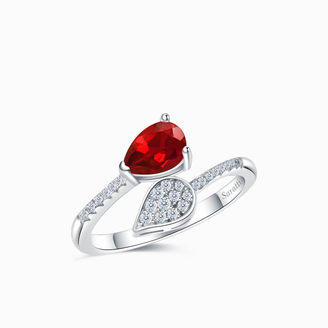 Red Ruby Ring in 18K White Gold | Saratti