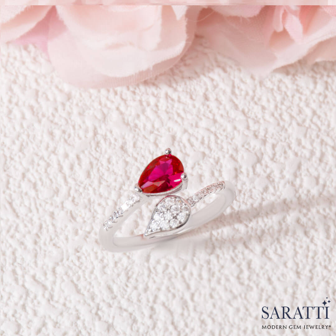 Twisted Shank with Ruby and Accent Diamonds Toi Et Moi Red Ruby Ring | Saratti