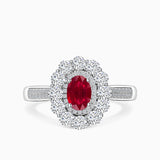 Oval Ruby with Sparkling Double Diamond Halo | Saratti