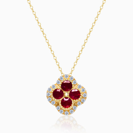 Crimson Quad Ruby and Diamond Pendant