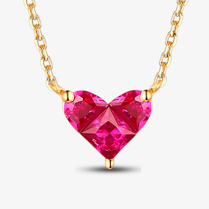 Heartfelt Whisper Ruby Heart Pendant in 14K Gold