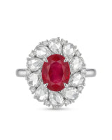 Ruby and white sapphire flower ring -- SARATTI