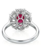Ruby and white sapphire flower ring - SARATTI