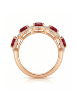 Ruby eternity band with oval stones and round diamond accents in 18K Rose Gold | SARATTI