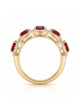 Ruby eternity band with oval stones and round diamond accents in 18K Yellow Gold | SARATTI
