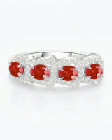 Ruby eternity band with oval stones and round diamond accents in Platinum | SARATTI